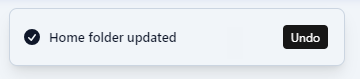 Confirmation message of a successful folder change.